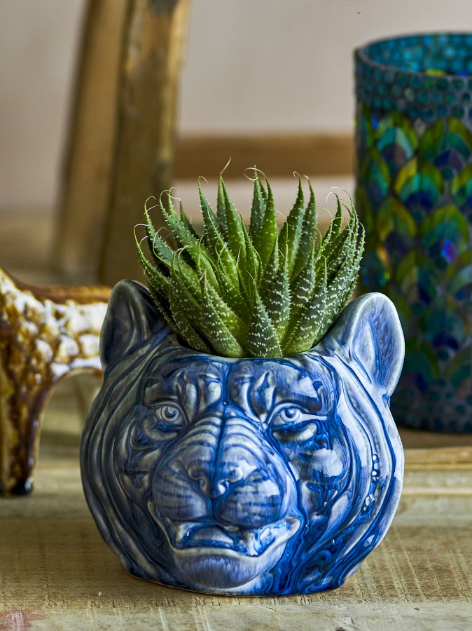 CREATIVE COLLECTION Abner Blumentopfabdeckungen, Blau, Steingut