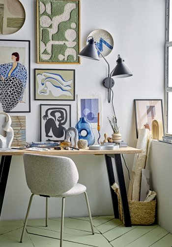 BLOOMINGVILLE Ponte Esszimmerstuhl - graues Bouclé-Polyester und Metall