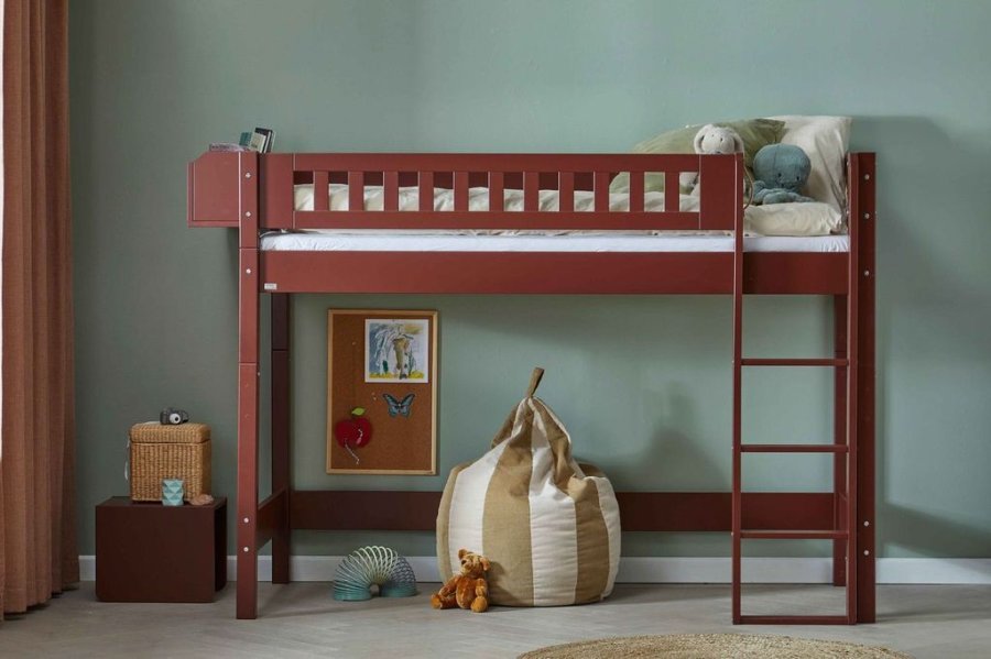 Manis-H&nbsp;Ask H�jseng med tremme sengehest - 160 cm&nbsp;-&nbsp;90x160