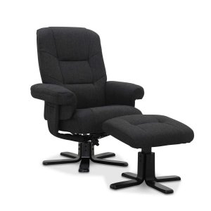 HAGA Wien Ftölj - Gr / Svart Tyg, med Snurrfunktion, Armstöd och Justerbart Ryggstöd, inkl. Pall