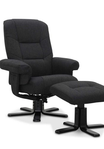 HAGA Wien lenestol - gr/svart stoff, med svingfunksjon, armlener og justerbar rygg, inkl. krakk