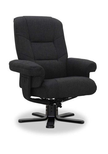 HAGA Wien lenestol - gr/svart stoff, med svingfunksjon, armlener og justerbar rygg, inkl. krakk