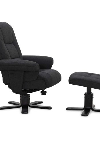 HAGA Wien lenestol - gr/svart stoff, med svingfunksjon, armlener og justerbar rygg, inkl. krakk