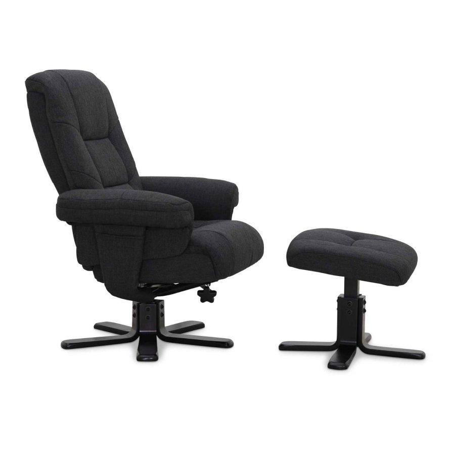 HAGA Wien lenestol - gr/svart stoff, med svingfunksjon, armlener og justerbar rygg, inkl. krakk