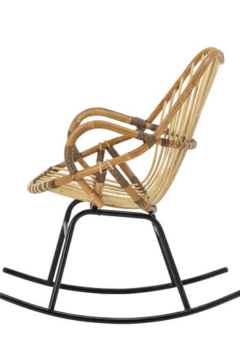 BLOOMINGVILLE Reine Schaukelstuhl, mit Armlehnen – natürliches Rattan und schwarzes Metall