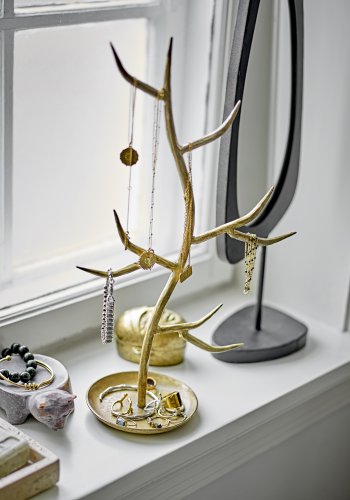 BLOOMINGVILLE Avoa bordspeil, organisk - speilglass og svart jern/MDF (L14,5xH50xB10)