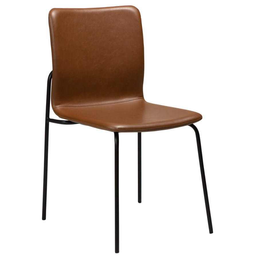 DAN-FORM Woof matbordsstol - vintage ljusbrunt konstläder och svart stl