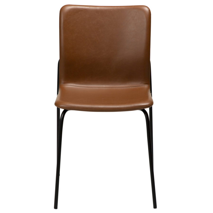 DAN-FORM Woof matbordsstol - vintage ljusbrunt konstläder och svart stl