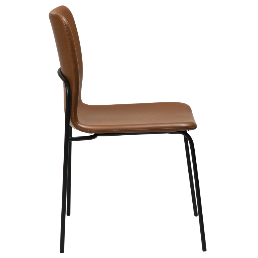 DAN-FORM Woof matbordsstol - vintage ljusbrunt konstläder och svart stl