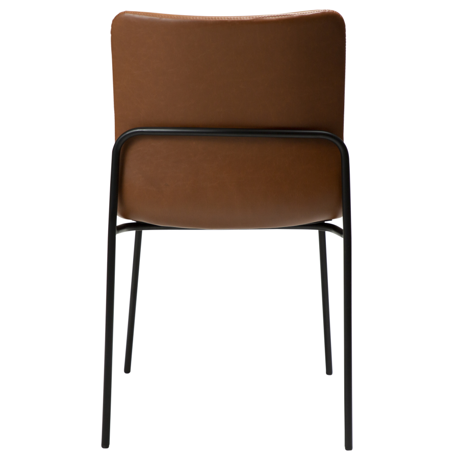 DAN-FORM Woof matbordsstol - vintage ljusbrunt konstläder och svart stl