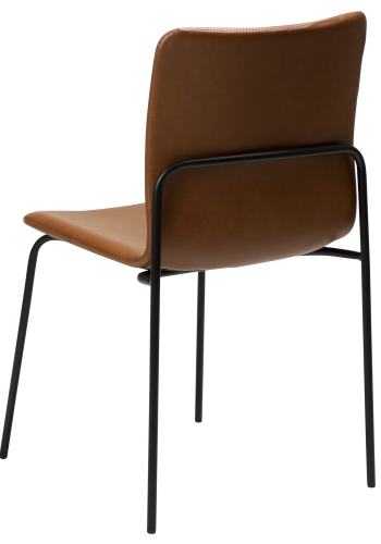 DAN-FORM Woof matbordsstol - vintage ljusbrunt konstläder och svart stl