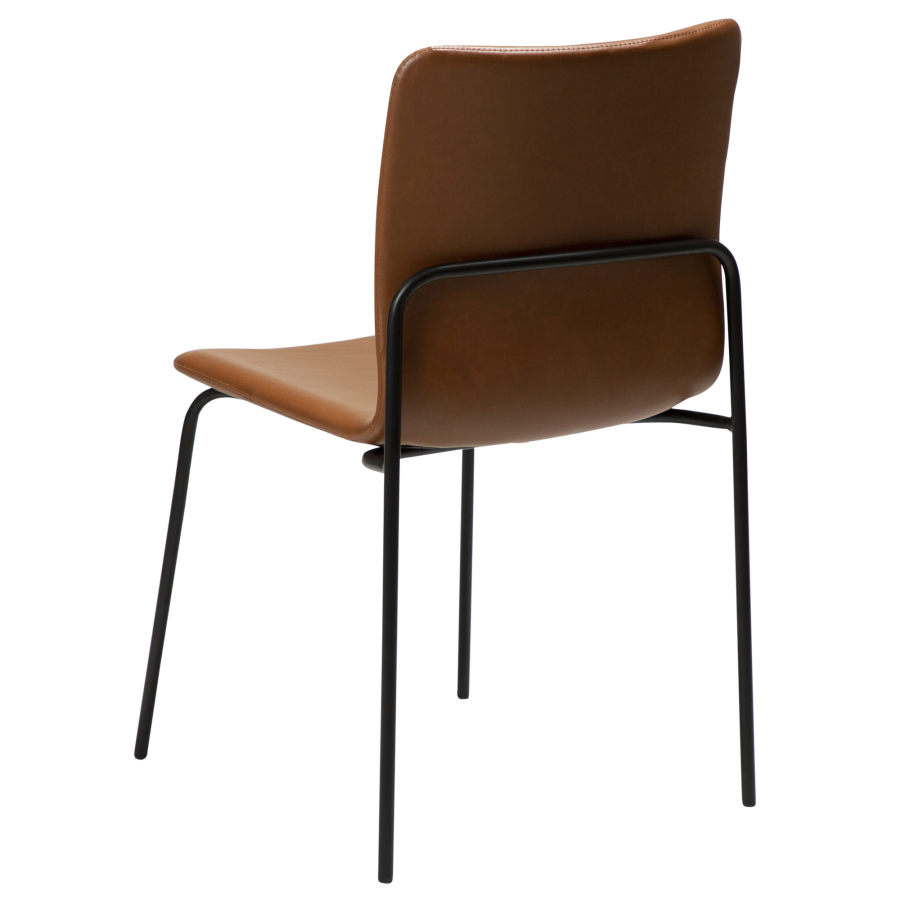 DAN-FORM Woof matbordsstol - vintage ljusbrunt konstläder och svart stl