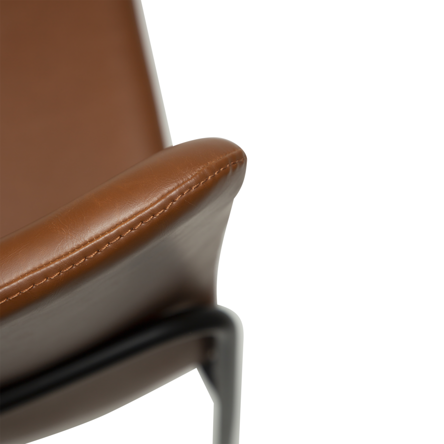 DAN-FORM Woof matbordsstol - vintage ljusbrunt konstläder och svart stl