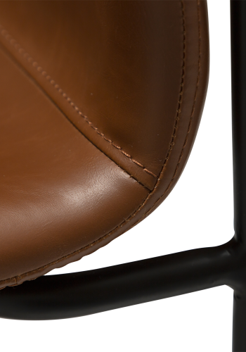 DAN-FORM Woof matbordsstol - vintage ljusbrunt konstläder och svart stl