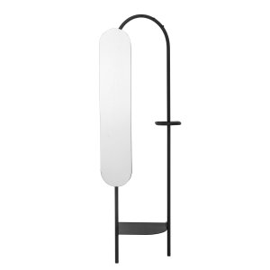 BLOOMINGVILLE Belen klädställ, w. justerbar spegel och 1 hylla - spegelglas och svart metall