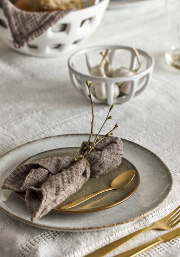 BLOOMINGVILLE Sandrine servisesett - naturlig steinty (sett med 12)