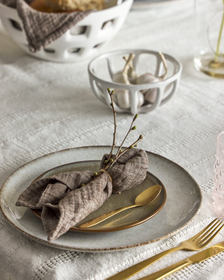 BLOOMINGVILLE Sandrine servisesett - naturlig steinty (sett med 12)