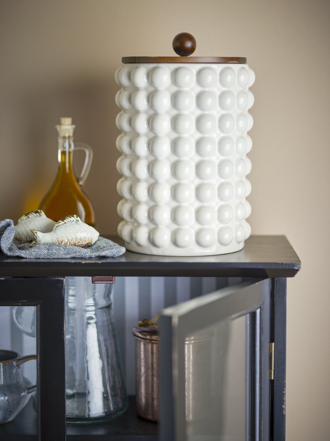 CREATIVE COLLECTION Madge Glas mit Deckel, Weiß, Steingut (T17xH27 cm)