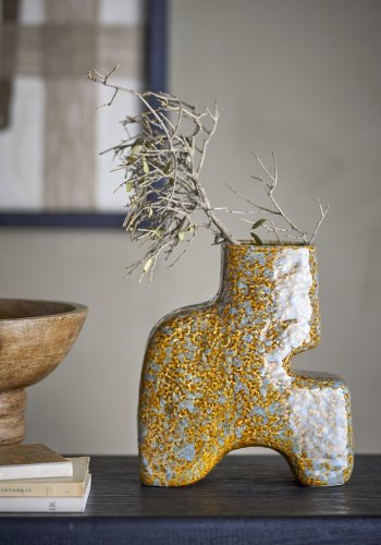 BLOOMINGVILLE Ollia Vase, Braun, Steingut