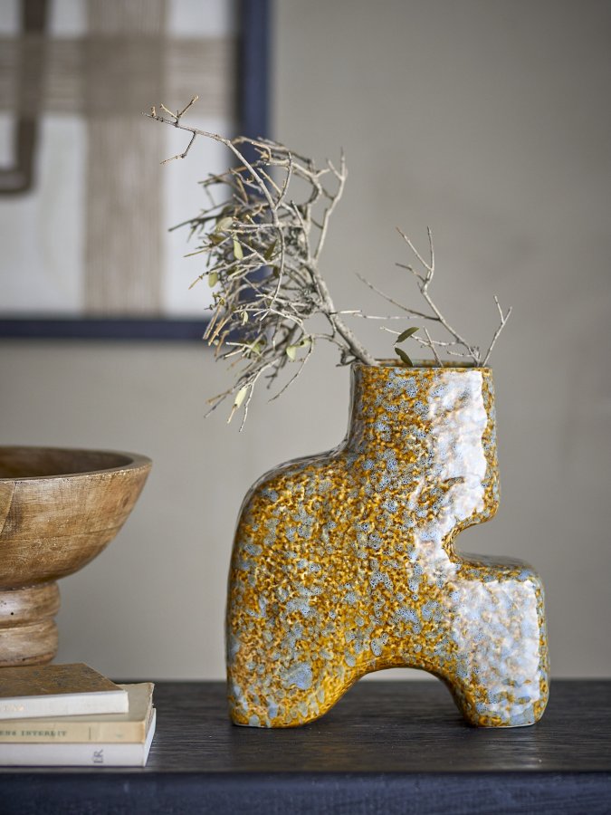 BLOOMINGVILLE Ollia Vase, Braun, Steingut