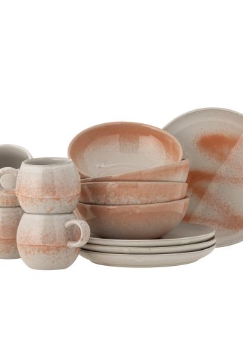 BLOOMINGVILLE Paula Frühstücksset - orangefarbenes Steingut (12er-Set)