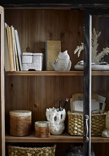 CREATIVE COLLECTION Lisanne Glas mit Deckel, Natur, FSC100%, Akazie