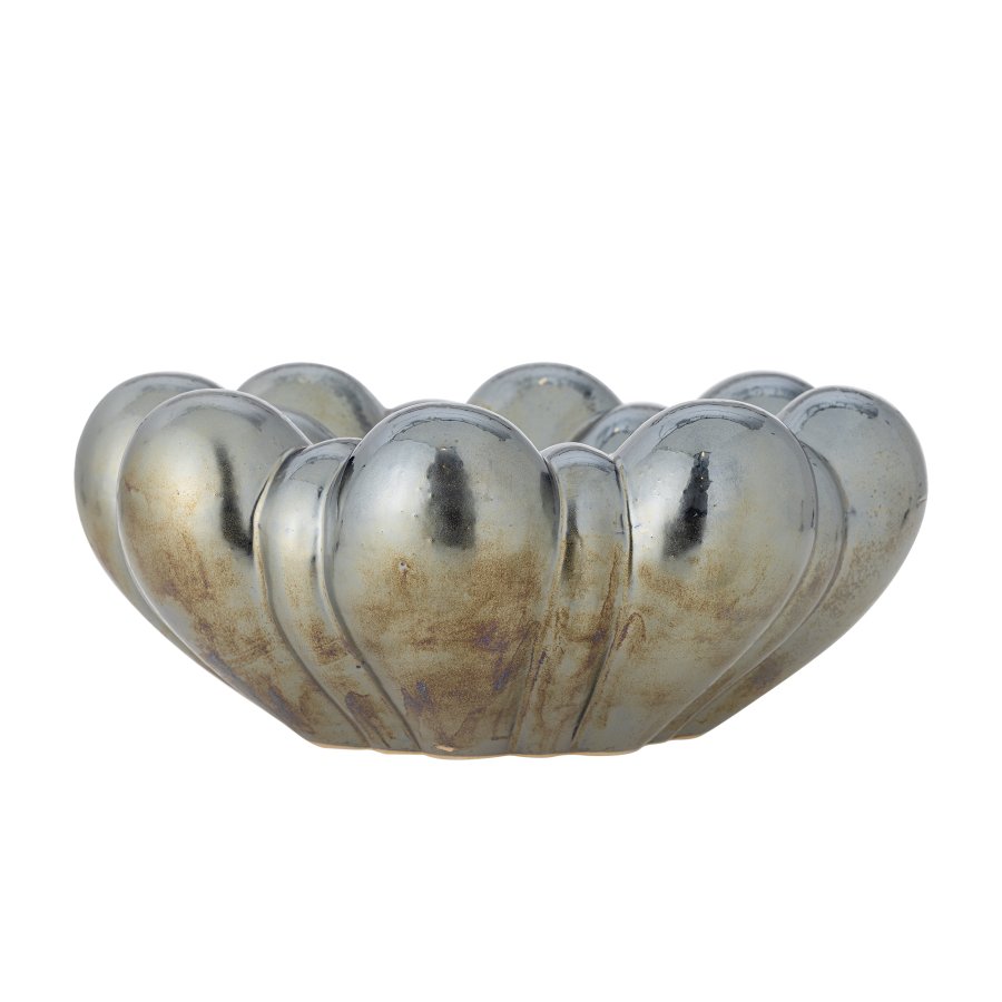 BLOOMINGVILLE Sheeran Schale, Silber, Steingut (D31,5xH14 cm)