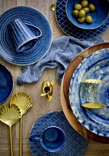 CREATIVE COLLECTION Elanor Teller, Blau, Steingut