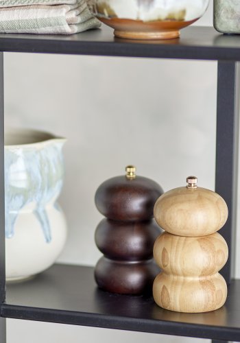 BLOOMINGVILLE Marge salt- och pepparkvarn, naturlig, gummitr (D7,5xH13 cm, set om 2)