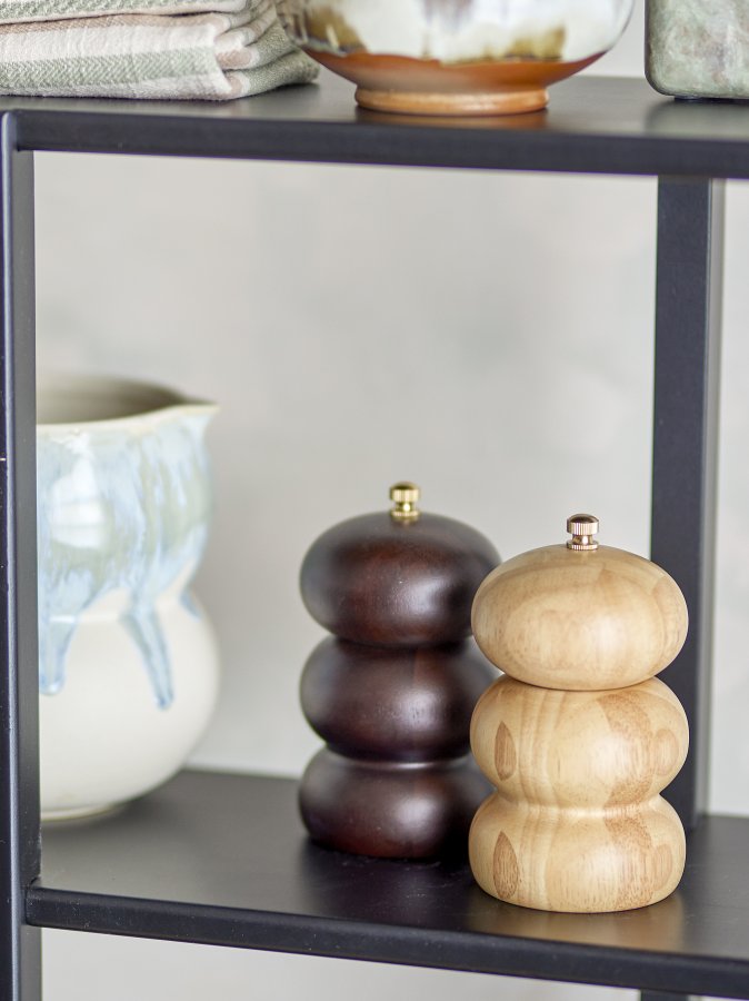 BLOOMINGVILLE Marge salt- och pepparkvarn, naturlig, gummitr (D7,5xH13 cm, set om 2)