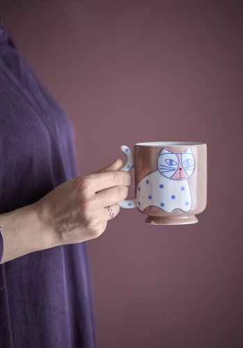 BLOOMINGVILLE Missy Tasse, Braun, Steingut (D8,5xH9 cm, 4er-Set)