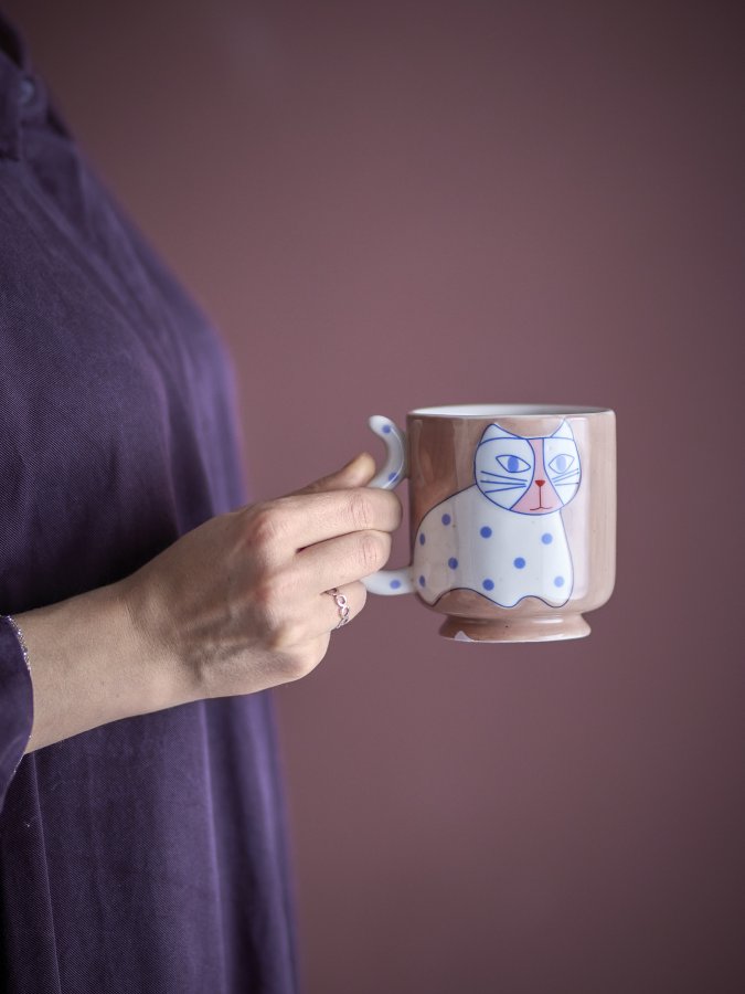 BLOOMINGVILLE Missy Tasse, Braun, Steingut (D8,5xH9 cm, 4er-Set)