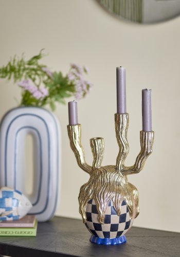 BLOOMINGVILLE Medusa lysestage - guld polyresin