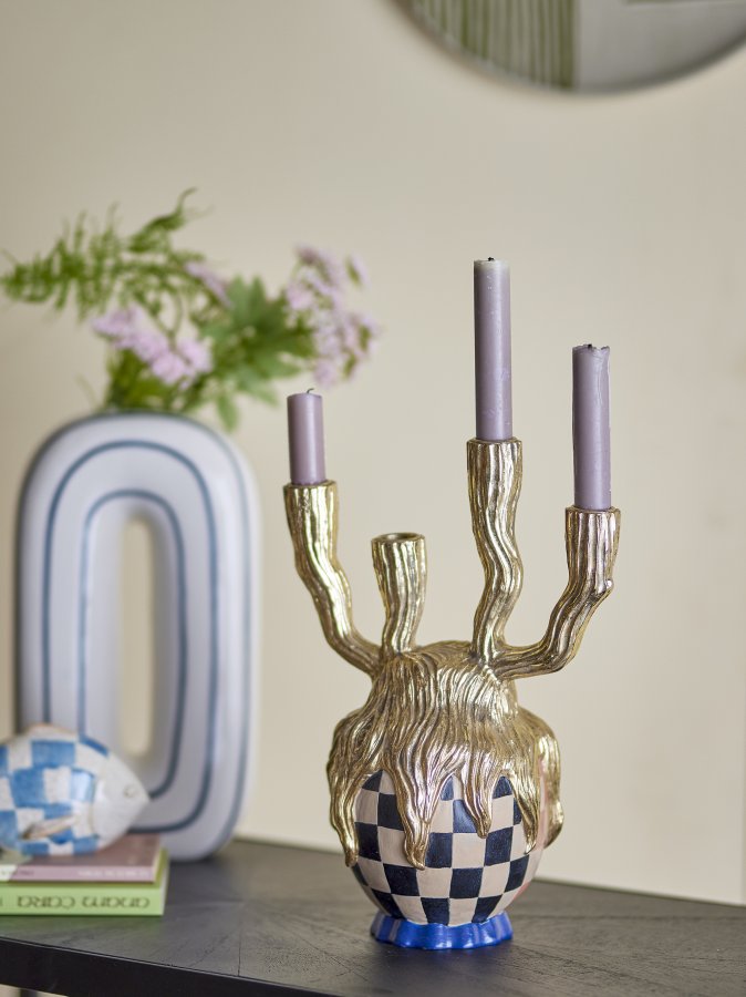 BLOOMINGVILLE Medusa lysestage - guld polyresin