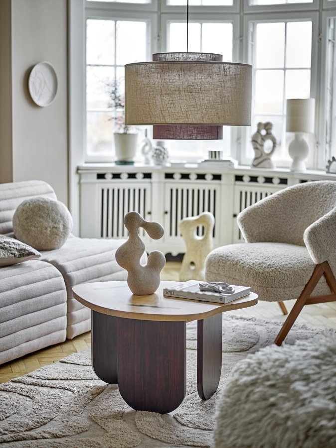 BLOOMINGVILLE Camino loungestol - naturlig stoff og brunt gummitre