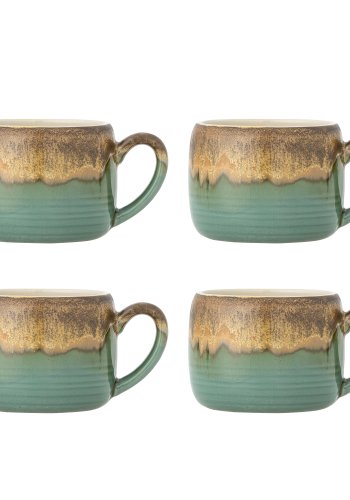 BLOOMINGVILLE Sheen Becher, Grn, Steingut (D10,5xH8 cm, 4er-Set)