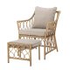 BLOOMINGVILLE Belluce Outdoor Loungesessel, mit Hocker, Armlehnen und Kissen – natürliches Polyrattan