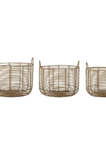 BLOOMINGVILLE Mekkel kurv, m. hank - natur polyrattan (st af 3)