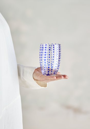 BLOOMINGVILLE Brinley Trinkglas, Blau, Glas (D7,5xH11 cm, 4er Set)