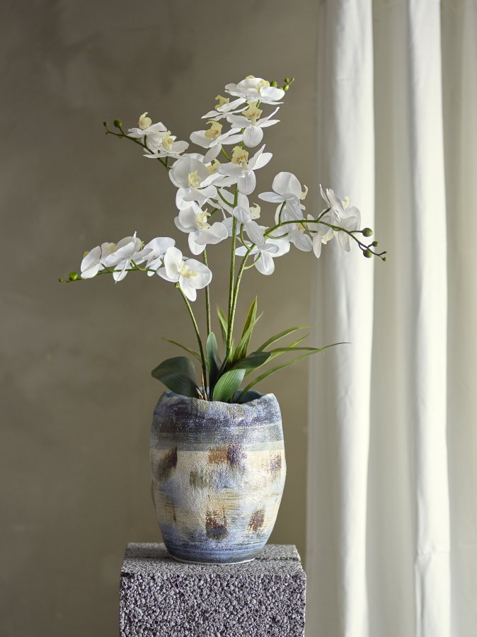 BLOOMINGVILLE kunstig orkideplante - hvit og grnn plast