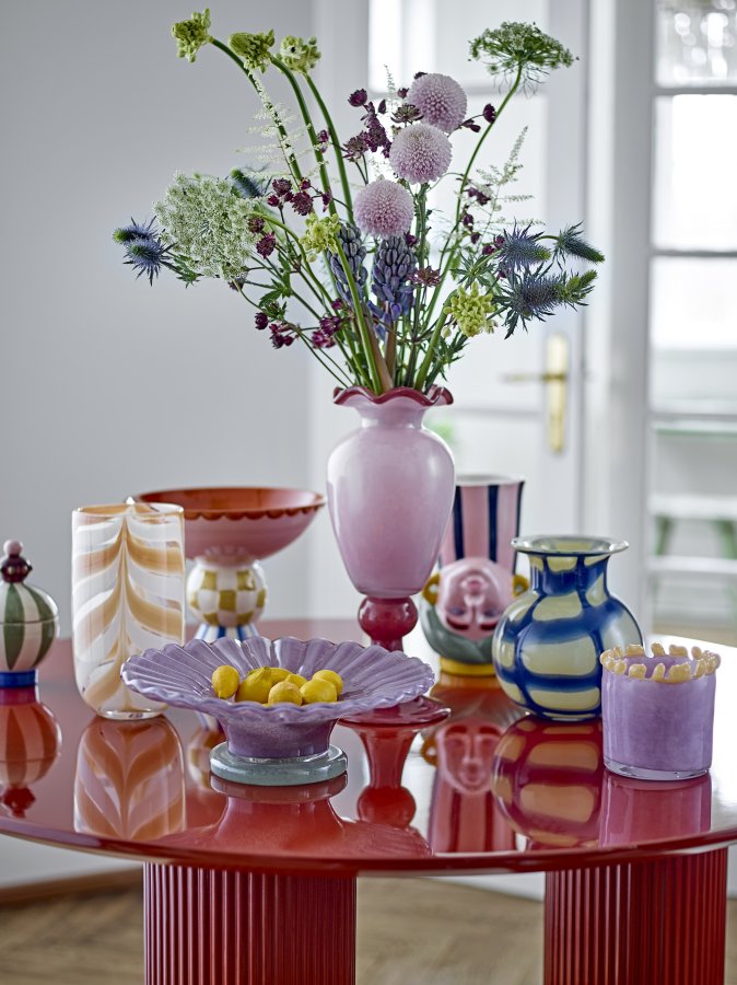 BLOOMINGVILLE Frills Vase, Rosa, Glas (D14xH34 cm)