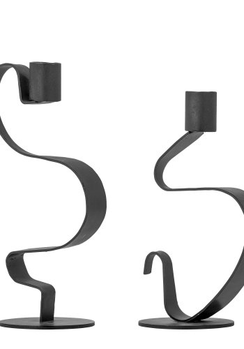 BLOOMINGVILLE Kerzenhalter Do, Schwarz, Metall (L10xH17,5xB7,5/L10xH20xB7,5, 2er-Set)