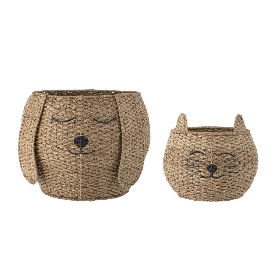 BLOOMINGVILLE MINI Milus Korb – braunes Bankuangras und Rattan (2er-Set)