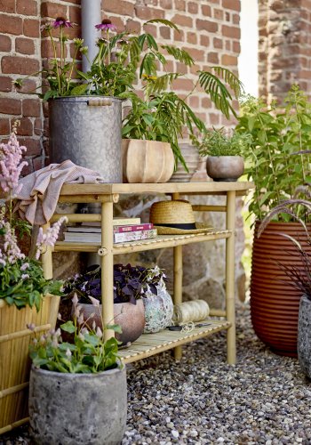 BLOOMINGVILLE Sole sidebord, med 2 hyller - naturlig bambus (100x40)