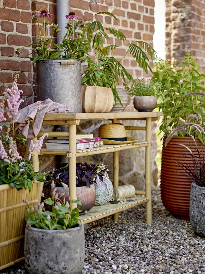 BLOOMINGVILLE Sole sidebord, med 2 hyller - naturlig bambus (100x40)