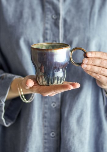 BLOOMINGVILLE Nigel Tasse, Blau, Steingut (T9xH9 cm, 4er-Set)