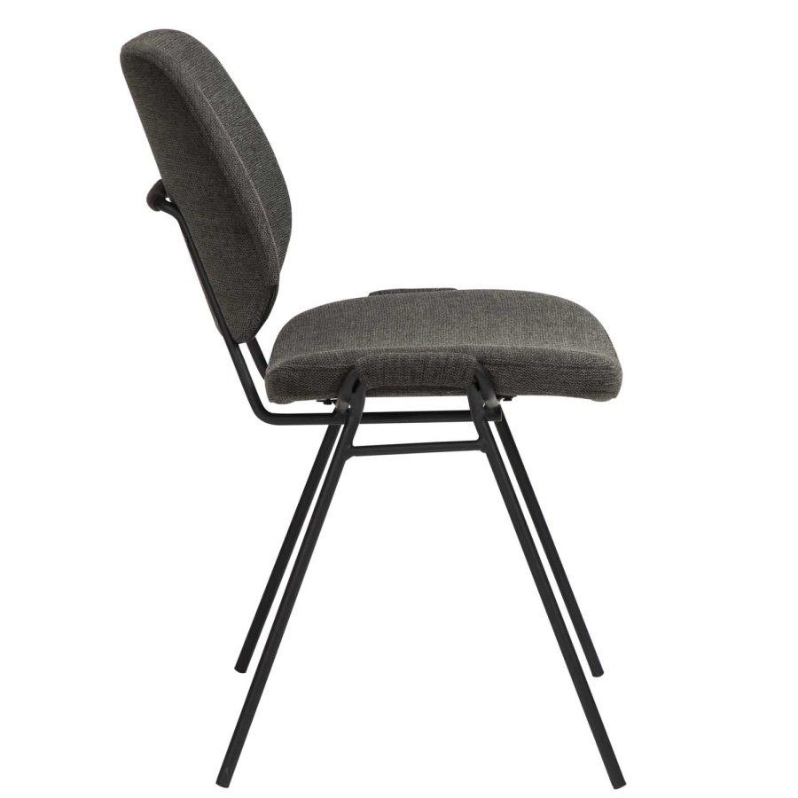 DAN-FORM Yeet Esszimmerstuhl - schwarzer Stoff und schwarzer Stahl
