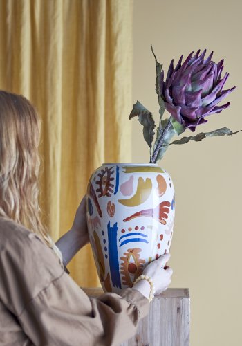 BLOOMINGVILLE Horus vase - oransje og flerfarget steinty