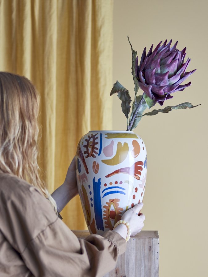 BLOOMINGVILLE Horus vase - oransje og flerfarget steinty