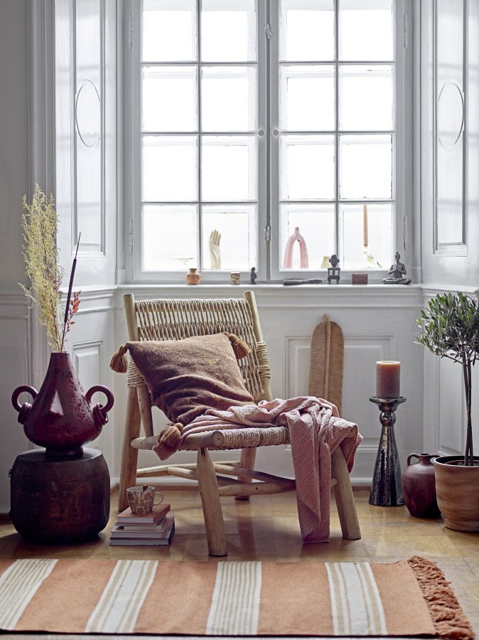 BLOOMINGVILLE Ruthy lenestol - naturlige bananblader og teak